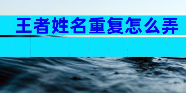 王者姓名重复怎么弄