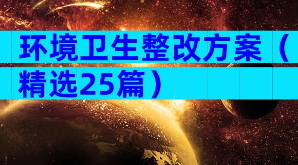 环境卫生整改方案（精选25篇）