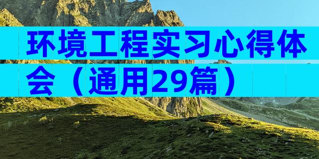 环境工程实习心得体会（通用29篇）
