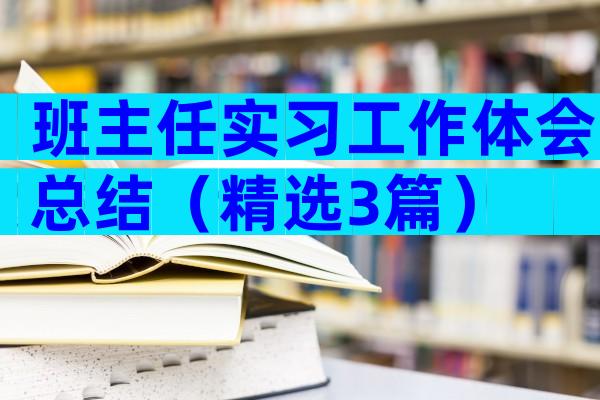 班主任实习工作体会总结（精选3篇）
