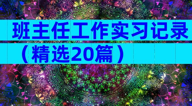 班主任工作实习记录（精选20篇）
