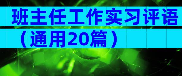 班主任工作实习评语（通用20篇）