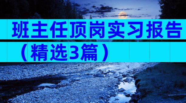 班主任顶岗实习报告（精选3篇）