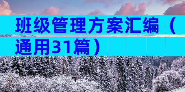 班级管理方案汇编（通用31篇）