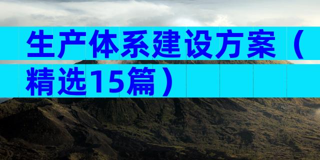 生产体系建设方案（精选15篇）