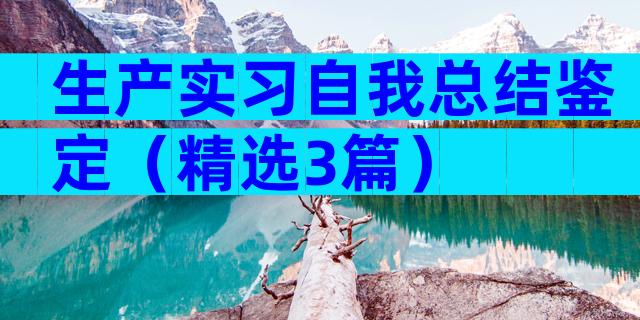 生产实习自我总结鉴定（精选3篇）