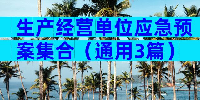 生产经营单位应急预案集合（通用3篇）