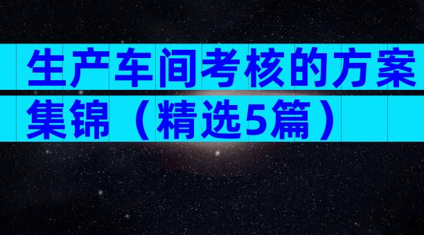 生产车间考核的方案集锦（精选5篇）