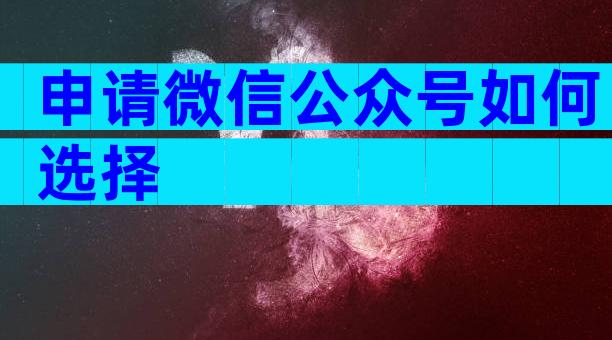 申请微信公众号如何选择