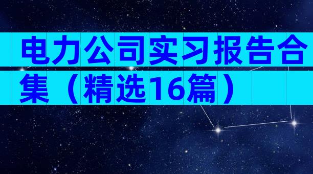电力公司实习报告合集（精选16篇）