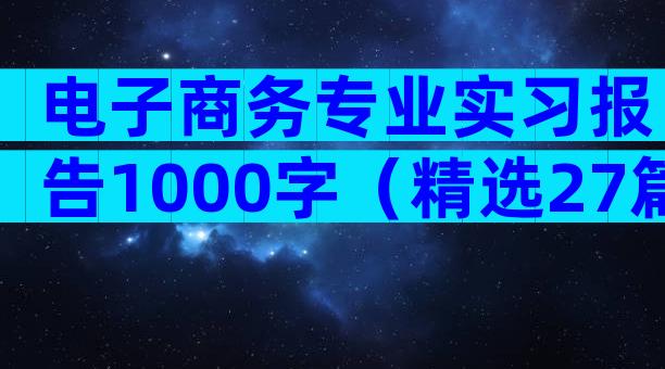 电子商务专业实习报告1000字（精选27篇）