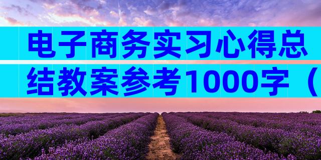 电子商务实习心得总结教案参考1000字（精选31篇）