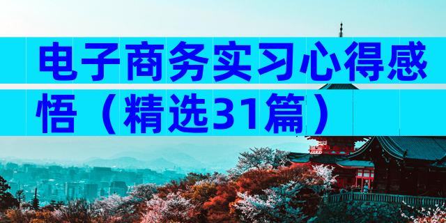电子商务实习心得感悟（精选31篇）
