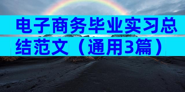 电子商务毕业实习总结范文（通用3篇）