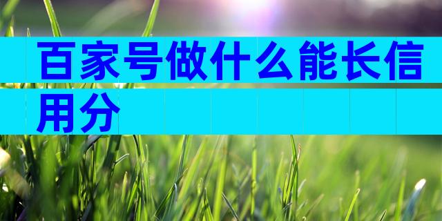 百家号做什么能长信用分