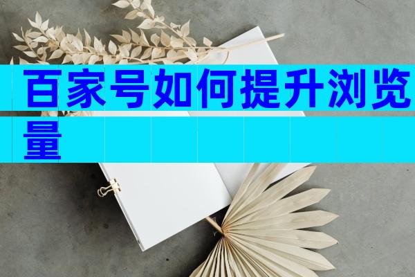 百家号如何提升浏览量