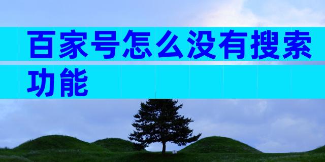 百家号怎么没有搜索功能