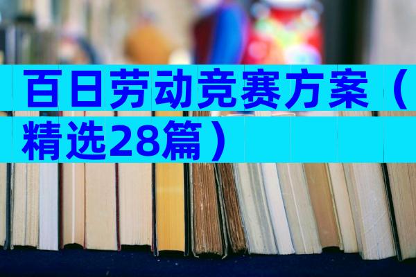 百日劳动竞赛方案（精选28篇）