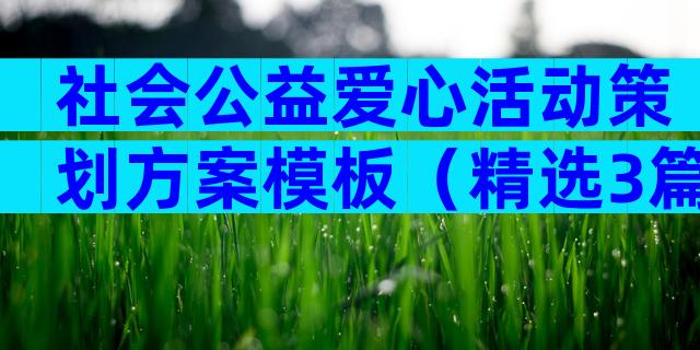 社会公益爱心活动策划方案模板（精选3篇）
