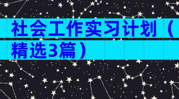 社会工作实习计划（精选3篇）
