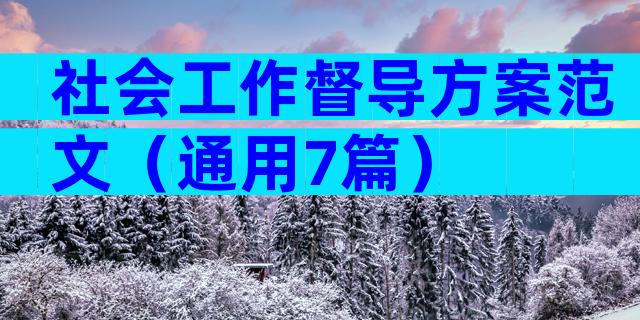 社会工作督导方案范文（通用7篇）