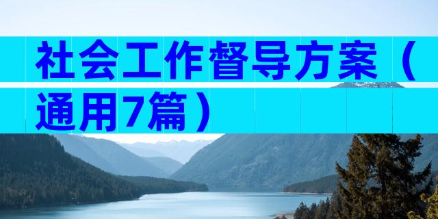社会工作督导方案（通用7篇）