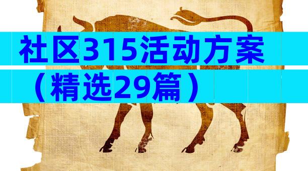 社区315活动方案（精选29篇）