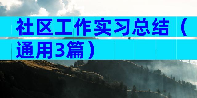 社区工作实习总结（通用3篇）