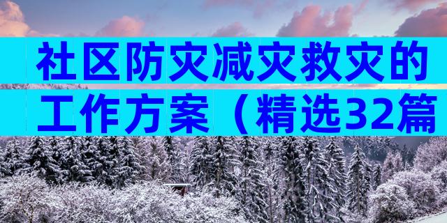 社区防灾减灾救灾的工作方案（精选32篇）