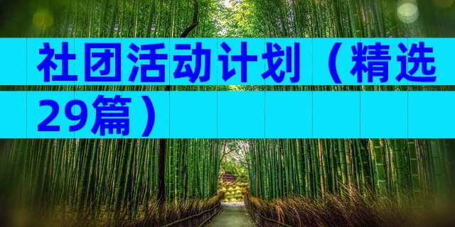 社团活动计划（精选29篇）
