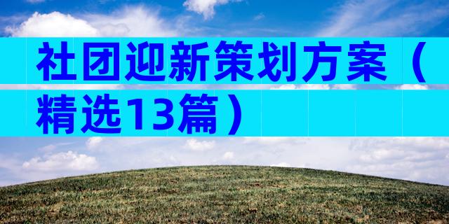 社团迎新策划方案（精选13篇）
