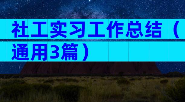 社工实习工作总结（通用3篇）