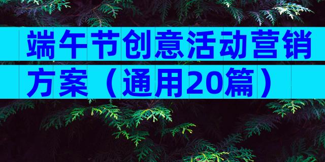端午节创意活动营销方案（通用20篇）