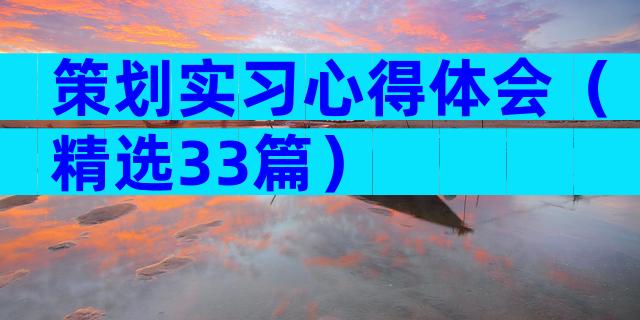 策划实习心得体会（精选33篇）
