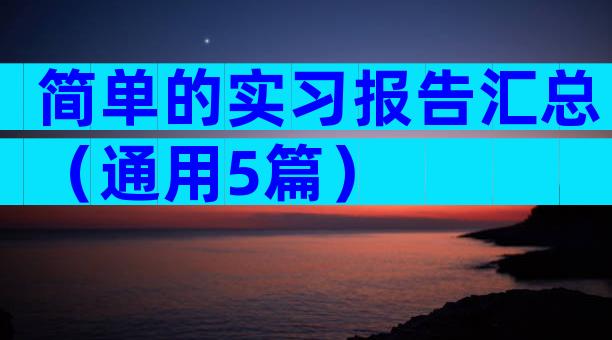 简单的实习报告汇总（通用5篇）