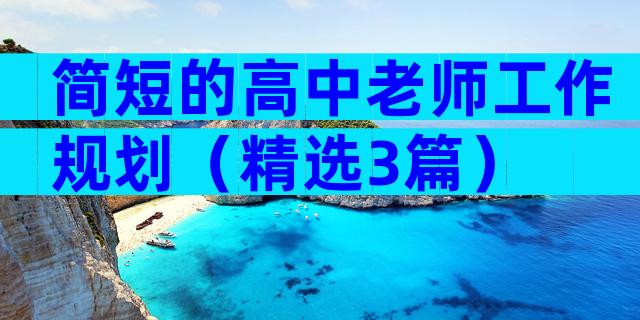 简短的高中老师工作规划（精选3篇）