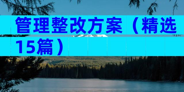 管理整改方案（精选15篇）