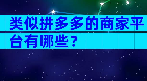 类似拼多多的商家平台有哪些？