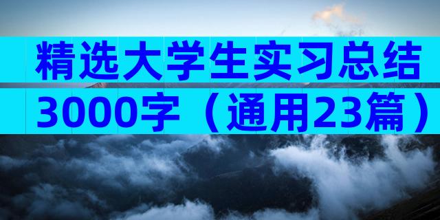 精选大学生实习总结3000字（通用23篇）