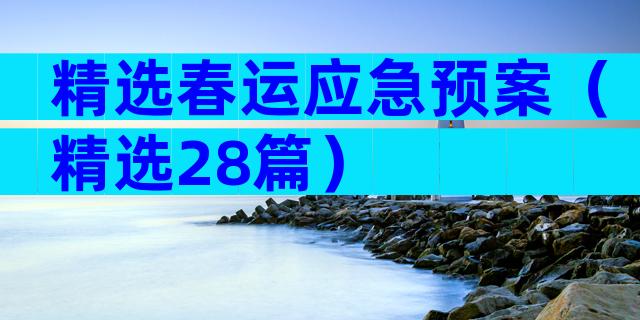 精选春运应急预案（精选28篇）