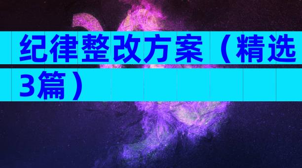 纪律整改方案（精选3篇）