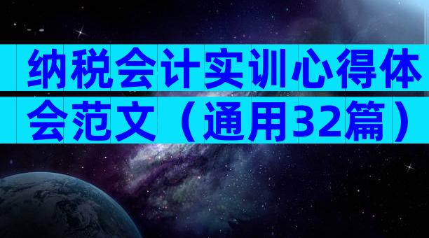 纳税会计实训心得体会范文（通用32篇）