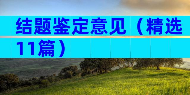 结题鉴定意见（精选11篇）