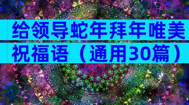 给领导蛇年拜年唯美祝福语（通用30篇）