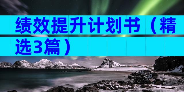 绩效提升计划书（精选3篇）