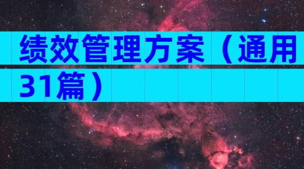 绩效管理方案（通用31篇）