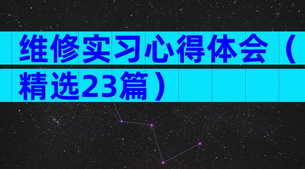 维修实习心得体会（精选23篇）