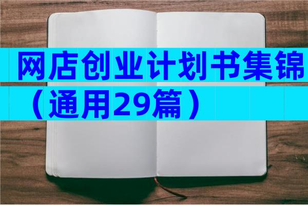 网店创业计划书集锦（通用29篇）
