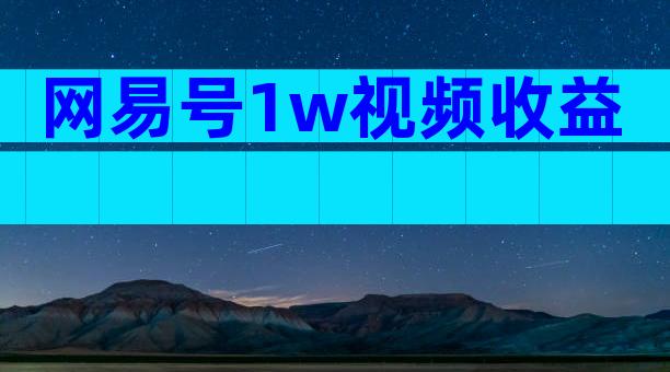 网易号1w视频收益