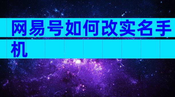 网易号如何改实名手机